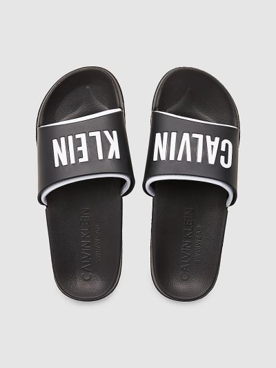 Calvin Klein Cipők HU205951 | Calvin Klein Logo Férfi Papucs Fekete